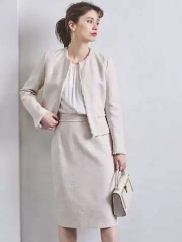 UNITED ARROWS UPCS 라메 트위드 노카라 자켓