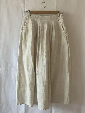 hibino 린넨 100% 롱 스커트 안감 부착