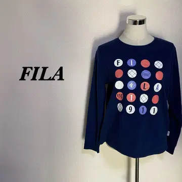 FILA 휠라 티셔츠 도트 무늬 로고 속기모 네이비 L 4691N