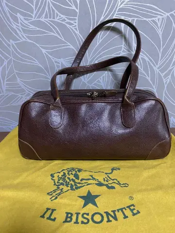 일비종떼 IL BISONTE 가죽 보스턴 백 다크 브라운 천연 가죽