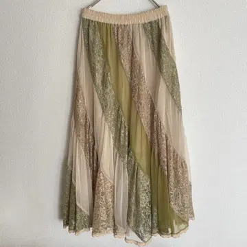 논 논 도리 레이스 샤샤 스커트 플레어 롱 페미닌