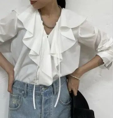 Loungedress 택 포함 새상품 프릴 칼라 셔츠