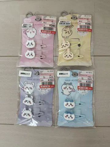 치이카와 (먼작귀) 슬리핑 헤어 클립 4개 세트 토끼 모몽가 하치와레