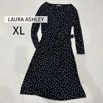 LAURA ASHLEY 도트 무늬 원피스 드로우 스트링 원피스 리본