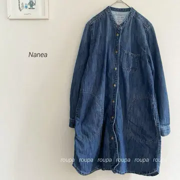 Nanea 밴드 카라 빅 포켓 데님 원피스 4985