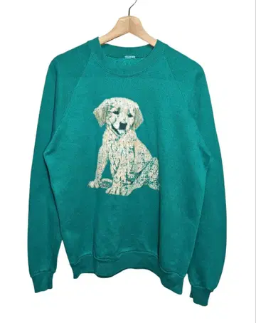 80s-90s JERZEES 래브라도 래브라도 퍼피 프린트 래글런 맨투맨