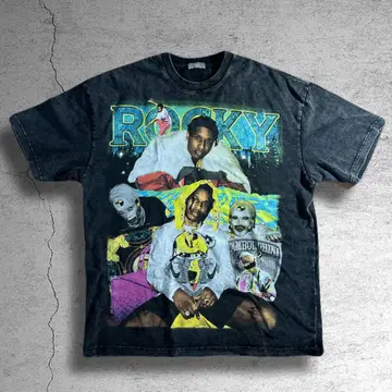 ASAP ROCKY T셔츠 XL 빈티지 가공 구제 의류 스트릿