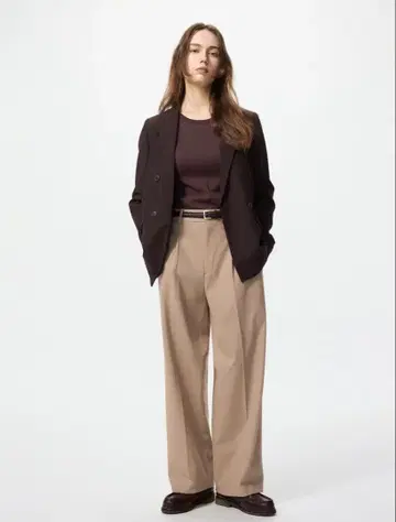 유니클로 턱 와이드 팬츠 L 사이즈