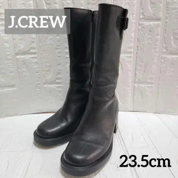 J.CREW 롱 부츠 가죽 통굽 지퍼 블랙 23.5cm