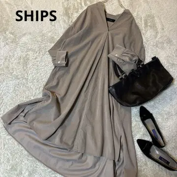 새상품급*SHIPS 쉽스 플레어 코듀로이 스키퍼 원피스 베이지