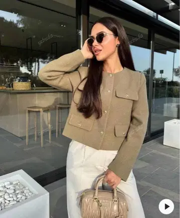 올리브 노카라 자켓 버튼 포함