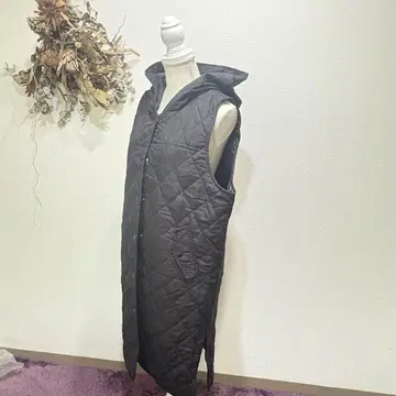 후드 부착 블랙 퀼팅 자켓 여성용 3L