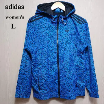 아디다스 오리지널스 윈드 브레이커 여성용 L 블루 자수 로고
