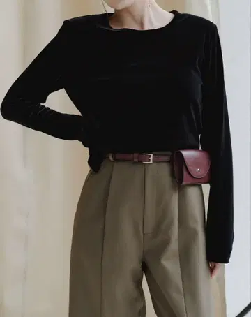 아뉴앙스 anuans 벨로아 크롭 컷 탑