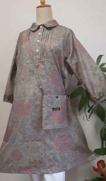 기모노 리메이크 본장 오시마 명주 가슴 절개 원피스