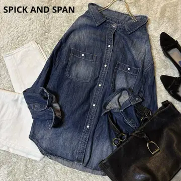 새상품급*SPICK AND SPAN 데님 셔츠 인디고 와이어 옷깃