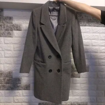 그레이 더블 브레스트 체스터 코트