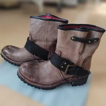 MANA 엔지니어 부츠 가죽 더블 벨트 사이즈 24cm