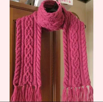 초와이드 털실의 아란 머플러 손뜨개질 케이블 핸드메이드 베리 울 100%