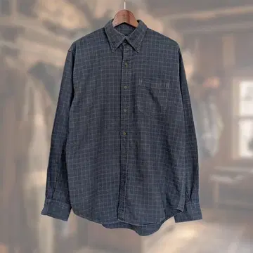 LANDS' END 플란넬 셔츠 블록 체크 버튼 다운 코튼