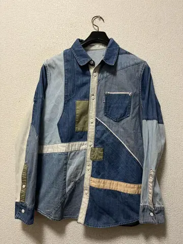 네넷 츠기하기 패치워크 데님 셔츠 /3 인디고 셀비지 아카미미