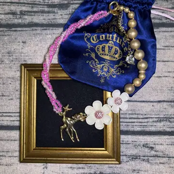 디즈니 꾸뛰르 밤비 목걸이 비즈 골드 컬러 액세서리