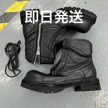 NID de GUEPES 블랙 가죽 엔지니어 부츠