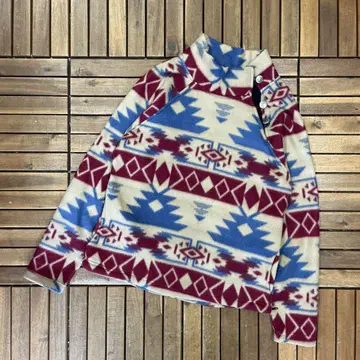 80s USA PINECONE 네이티브 무늬 플리스 풀오버