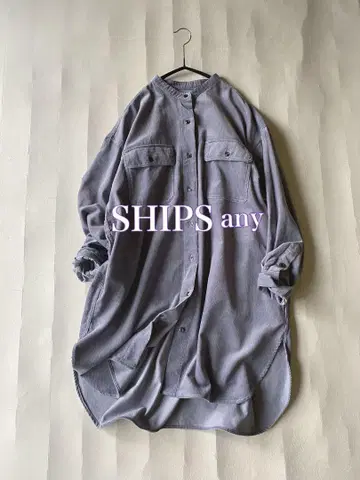 쉽스 SHIPS any 밴드 카라 롱 기장 코듀로이 셔츠