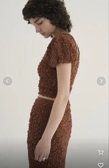 [ CLANE ] W FACE SHIRRING TOPS BROWN