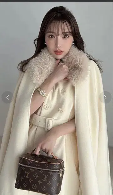 eimy istoire 인조 모피 칼라 망토 코트 ( WHITE )