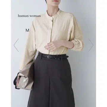human woman 스트라이프 셔츠 M 베이지
