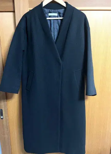 노카라 롱 코트 블랙 포켓 부착
