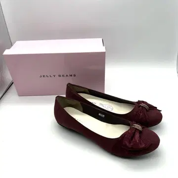 펌프스 로우힐 터번 리본 와인 25cm 새상품 상자입 플랫슈즈