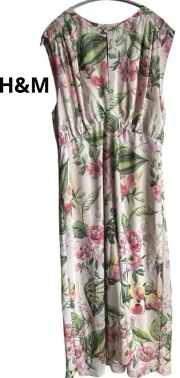 [ H&M ] 꽃무늬 롱 원피스 화려한 핑크