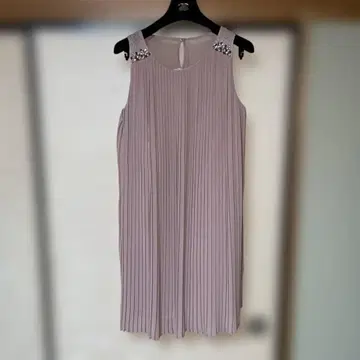 연보라 플리츠 슬리브리스 원피스