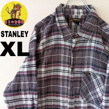 USA 구제 의류 STANLEY 플란넬 셔츠 XL 그레이 화이트 체크