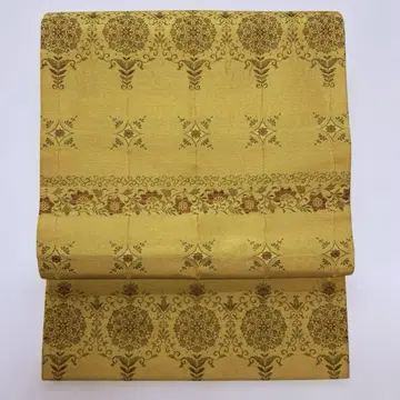 오비(약 27.3cm) 나고야 오비 순수 실크 금색 브라운 새상품급