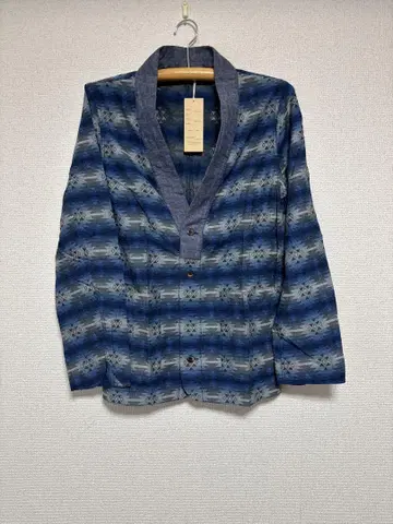 burnout 오르테가 블루 계열 기하학 패턴 셔츠 가디건