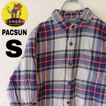 USA 구제 의류 PACSUN 플란넬 셔츠 S 와인 레드 화이트 체크