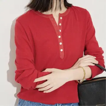10/5까지 한정 가격 슬라브 리브 헨리넥 롱 TEE