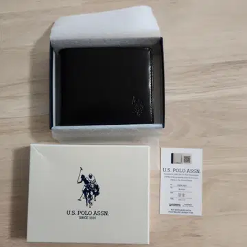 U.S. POLO ASSN. 블랙 가죽 이단 접이식 지갑
