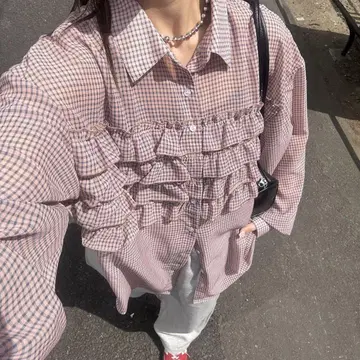 프릴 도킹 오버 셔츠/시어