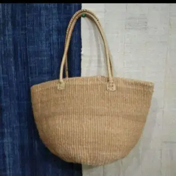아프리카 케냐 택 포함 새상품 사이잘 린넨 백 NATURAL L