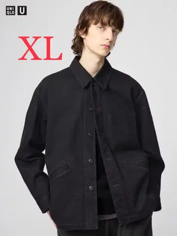 [완판템] UniqloU 오버사이즈 컬러 데님 자켓 XL 블랙