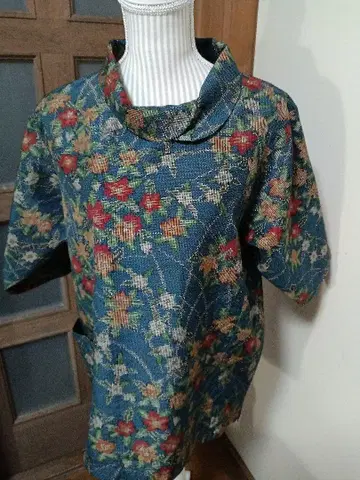 기모노 리메이크 꽃무늬 명주 블라우스