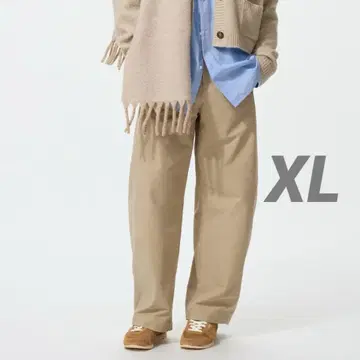 UNIQLO 저지 배럴 레그 팬츠 XL 베이지 표시 사이즈