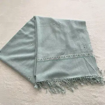 새상품급 글렌 프린스 파슈미나 캐시미어 실크 민트 그린 대형 숄