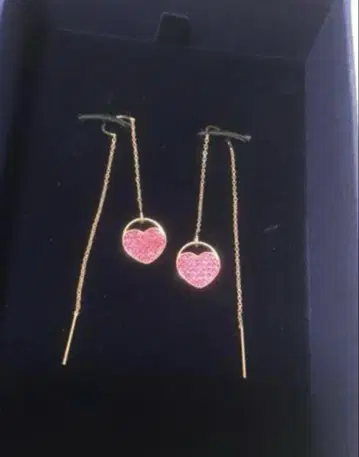 Swarovski 핑크 하트 롱 귀걸이