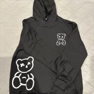 곰 디자인 블랙 후드티